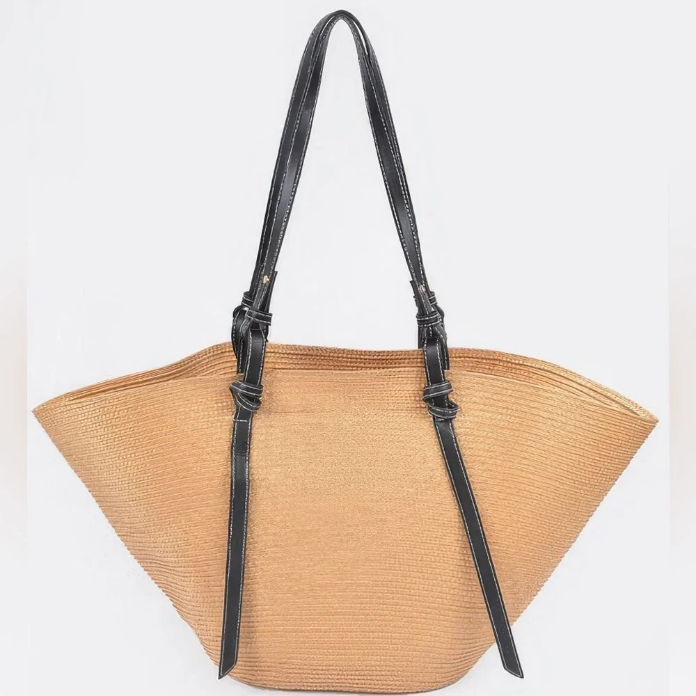 Faux Straw Large Hobo Bag